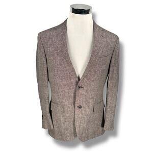SuitSupply Blazer Jacket Men’s 38R Brown 100% Linen Notch Ormezzano Textured